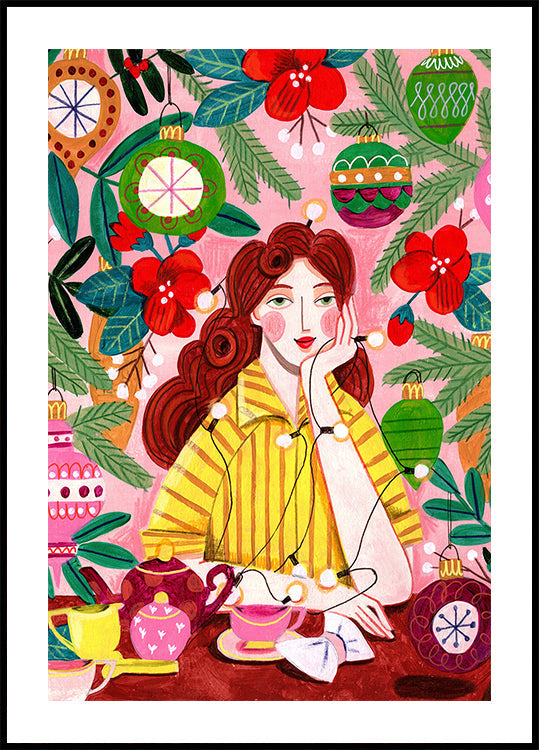 Retro Christmas Woman Plakat