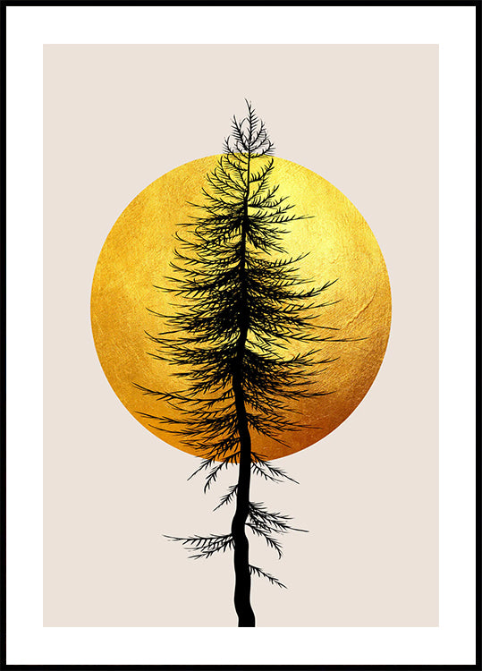 Golden Sun & Tree Silhouette Plakat