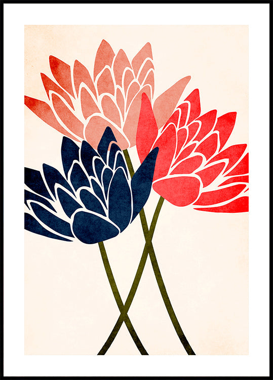 Three Dancing Blossoms Plakat