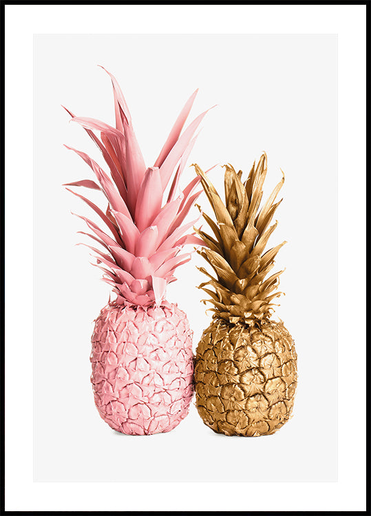 Gold and Pink Pineapple Duo Plakat