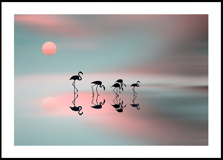 Family flamingos Plakat