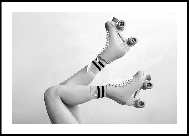 Retro Roller Skates, Black and White Aesthetic Plakat