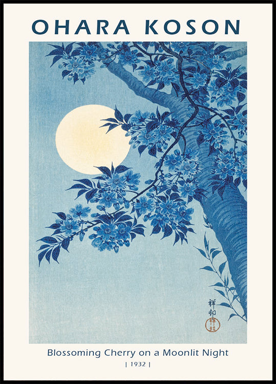 Blossoming Cherry on a Moonlit Night, 1932, Ohara Koson Plakat