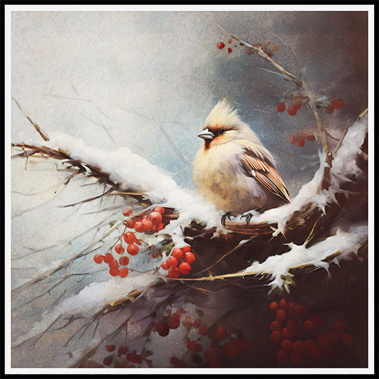 Winter's Feathered Perch Plakat