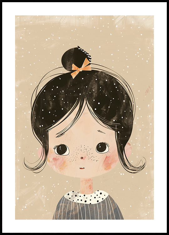 Freckled Girl With Bow Plakat