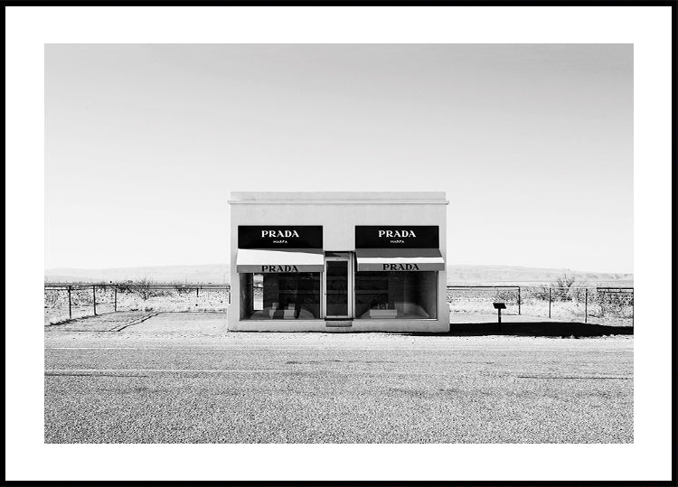 Prada Marfa Texas B&W Plakat