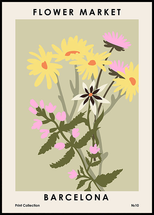 Flower Market Barcelona Plakat