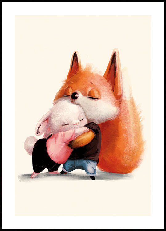 Fox Hugs Rabbit Plakat