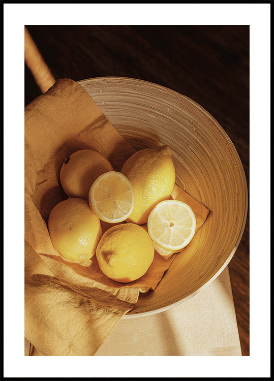 Fragrant Lemons in Rustic Bowl Plakat