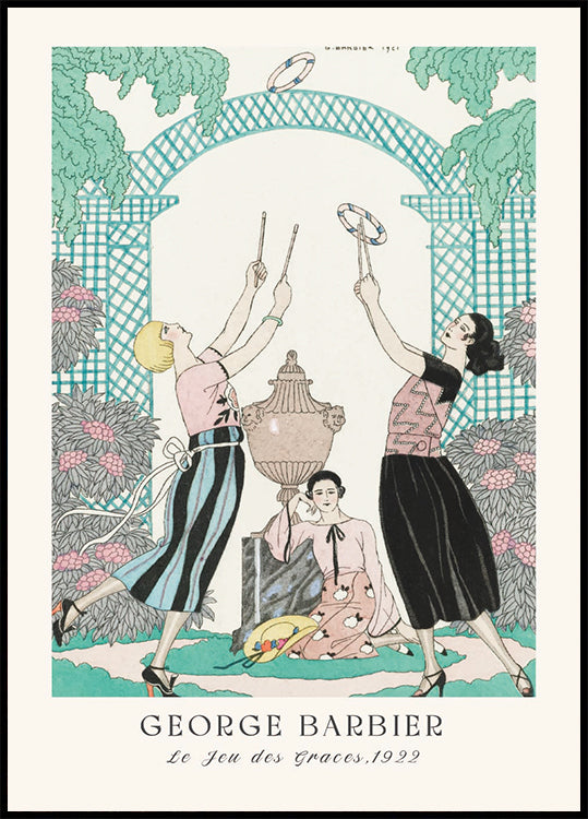 George Barbier Fashion Illustration 1920s Garden Party Plakat