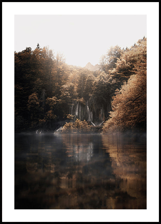 Sunrise in the Misty Forest with Reflections Plakat