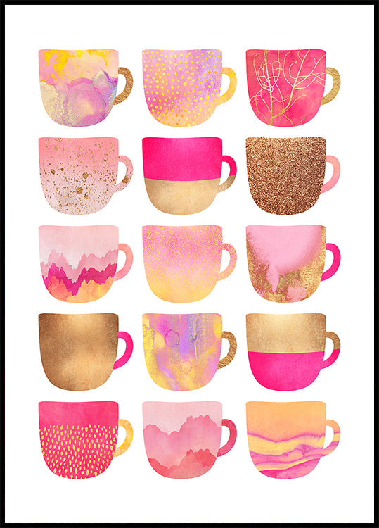 Pretty Pink Coffee Cups Plakat
