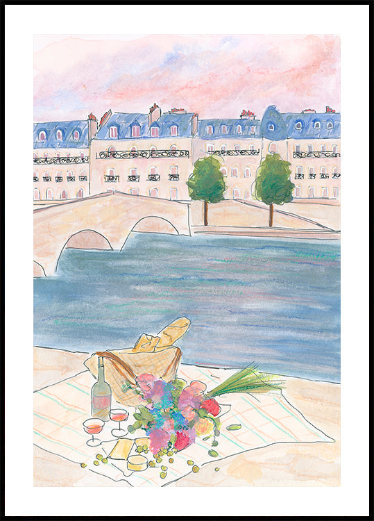Paris Picnic At the Seine Plakat