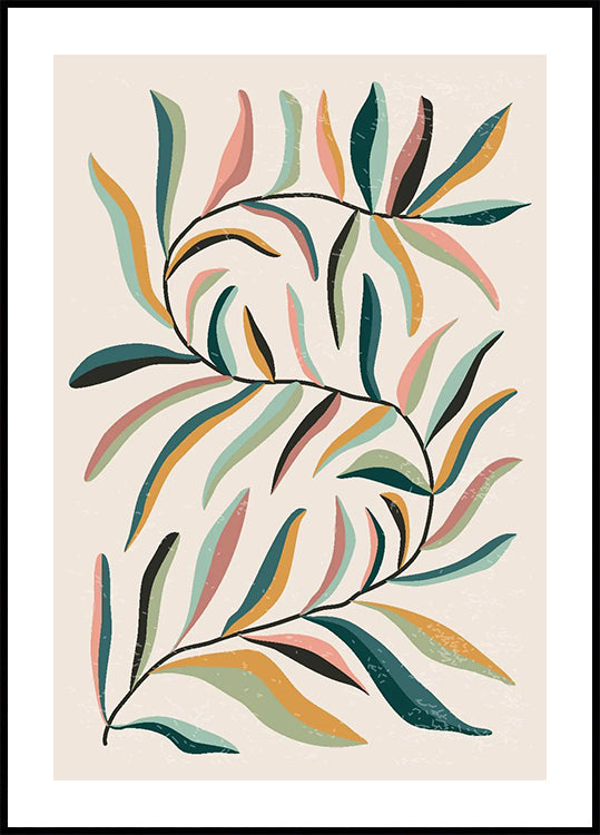 Minimalist Colorful Botanical Leaves Plakat