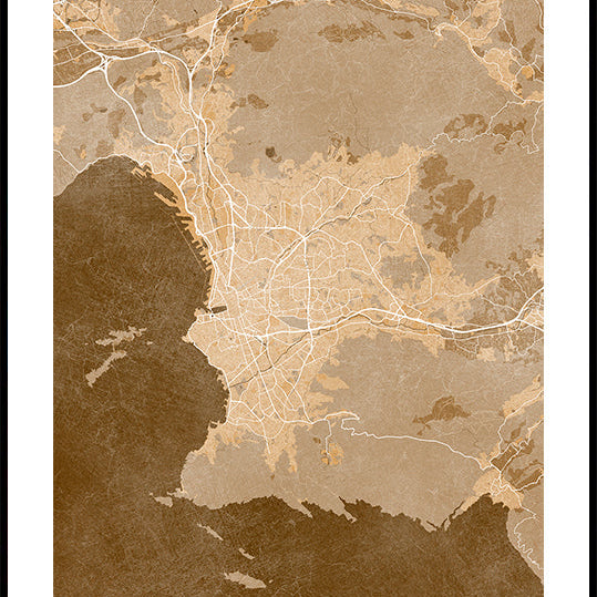 Sepia vintage map of Marseille France Plakat