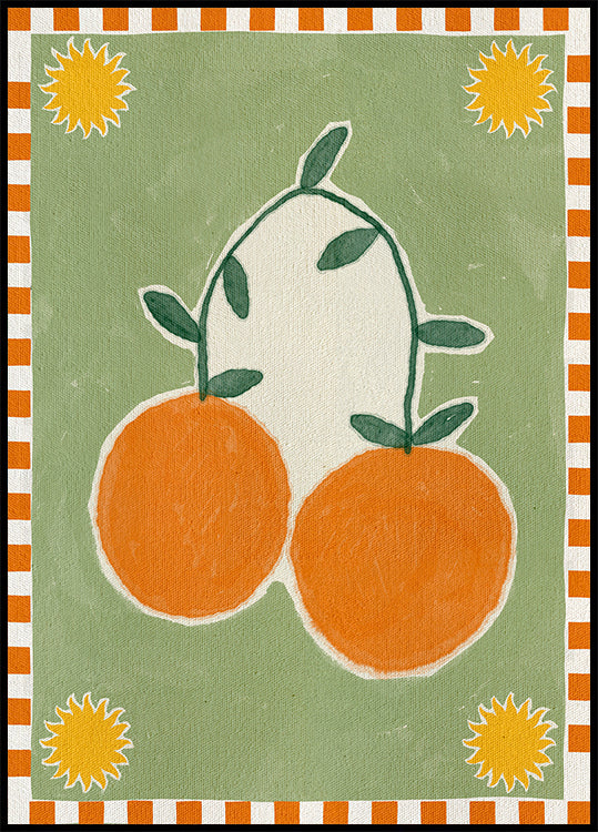 Orange Fruit On Green Background Plakat