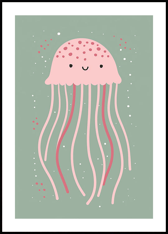 Cute Jellyfish Illustration Plakat