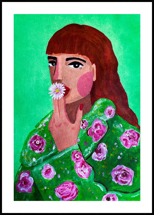 Woman Smoking a Flower Plakat