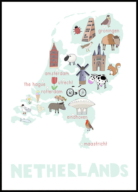 The Netherlands Illustration by Artist Carla Daly Plakat