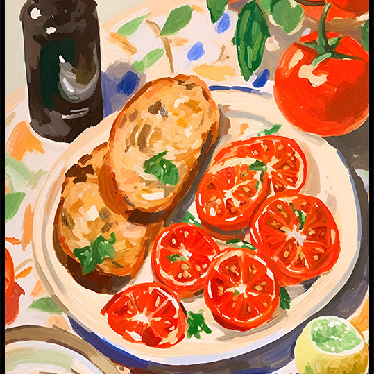 Tomatoes and Toast, Mediterranean kitchen Plakat
