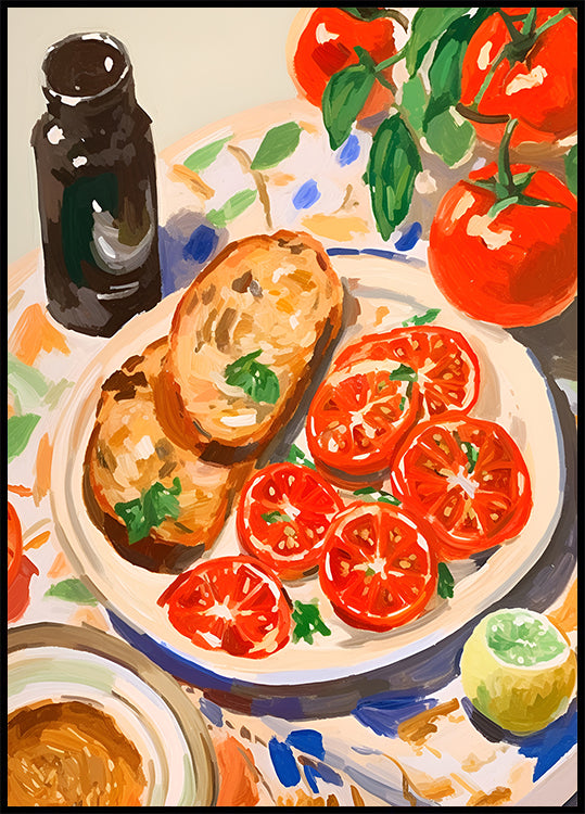 Tomatoes and Toast, Mediterranean kitchen Plakat