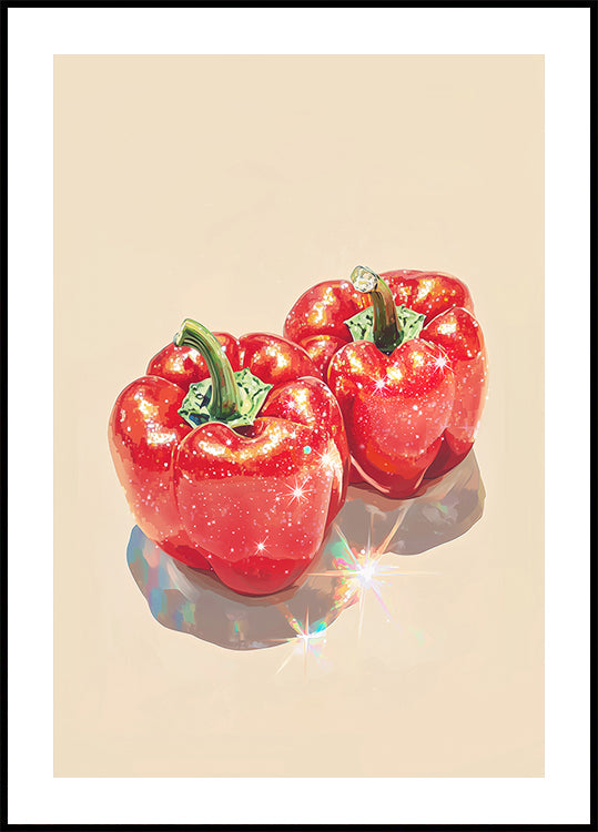 Sparkling Red Bell Peppers Plakat