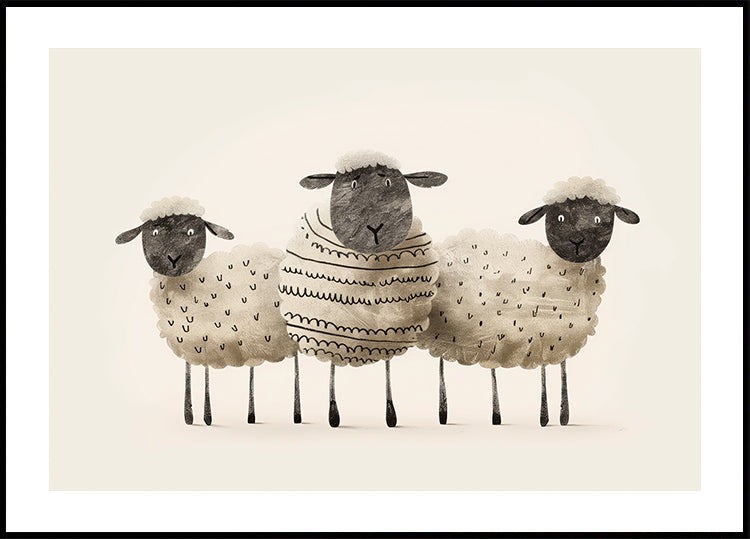 Cute Black-Faced Sheep Trio Plakat
