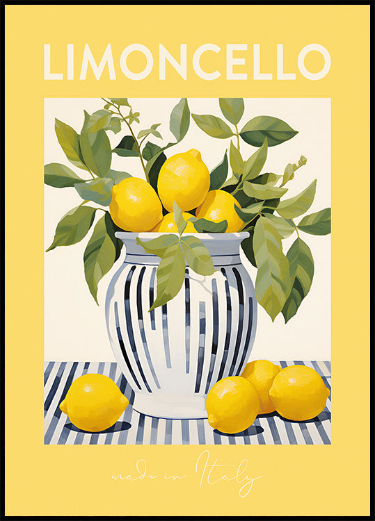 Limoncello Lemons Print, Italian Citrus Art, Yellow Gallery Wall Plakat