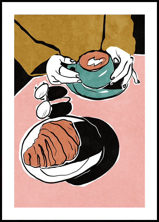 Croissant et café au lait Plakat