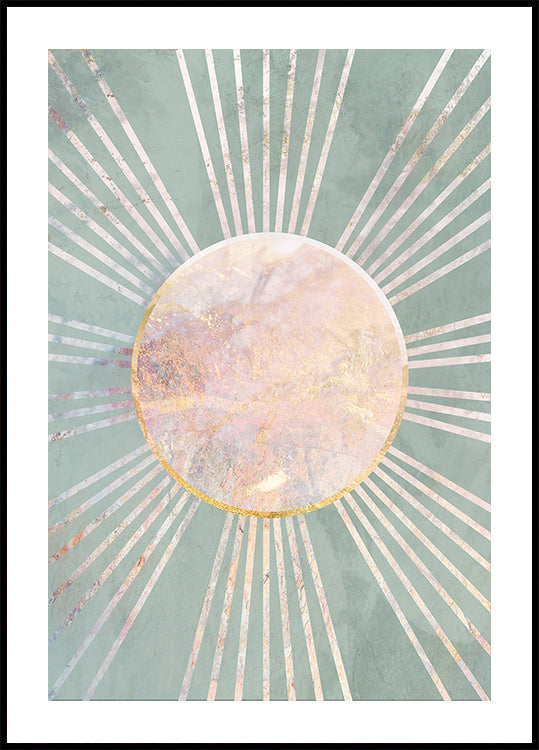 Sage Green Boho Sun Rays Plakat