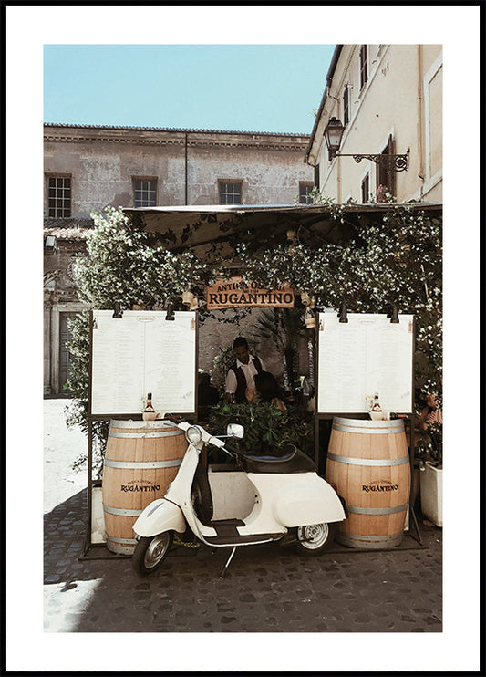 White Italian Vespa Plakat