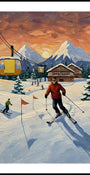 Skiing at sunset Plakat
