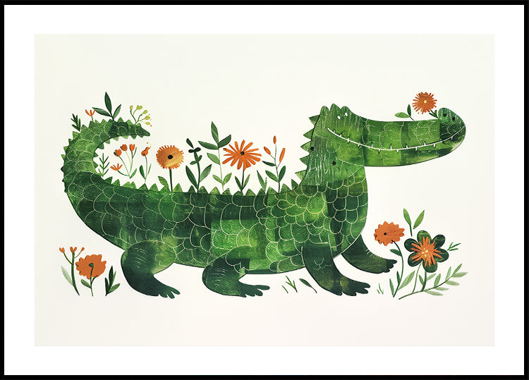 Floral crocodile Plakat