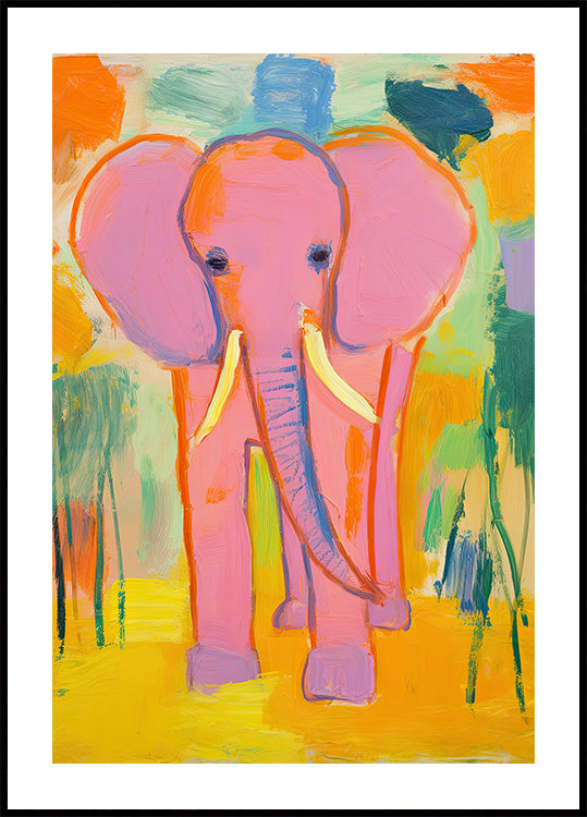 Pink Elephant In Colorful Jungle Plakat