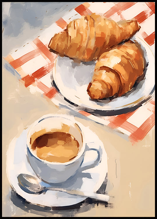 Croissants and Espresso, Café Breakfast, French-italian Brunch Plakat