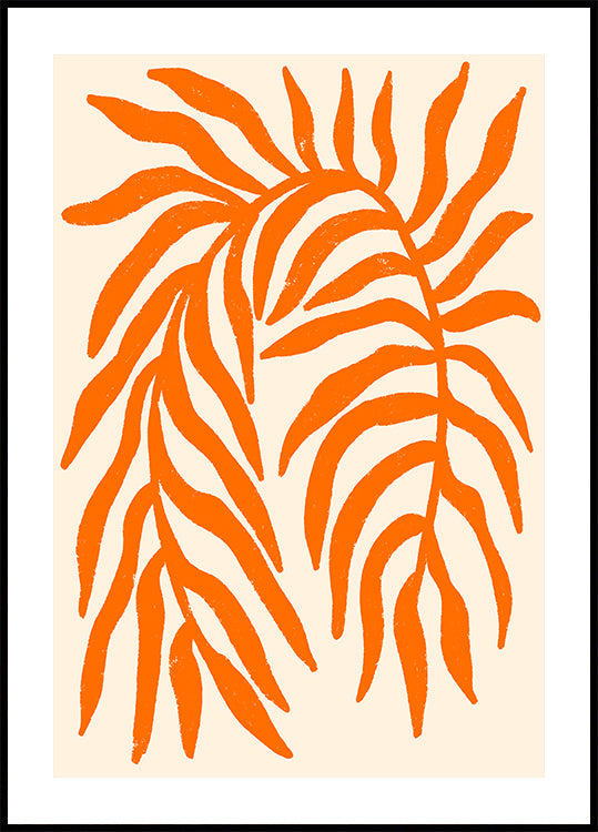 Orange Silhouette Textured Branch Plakat