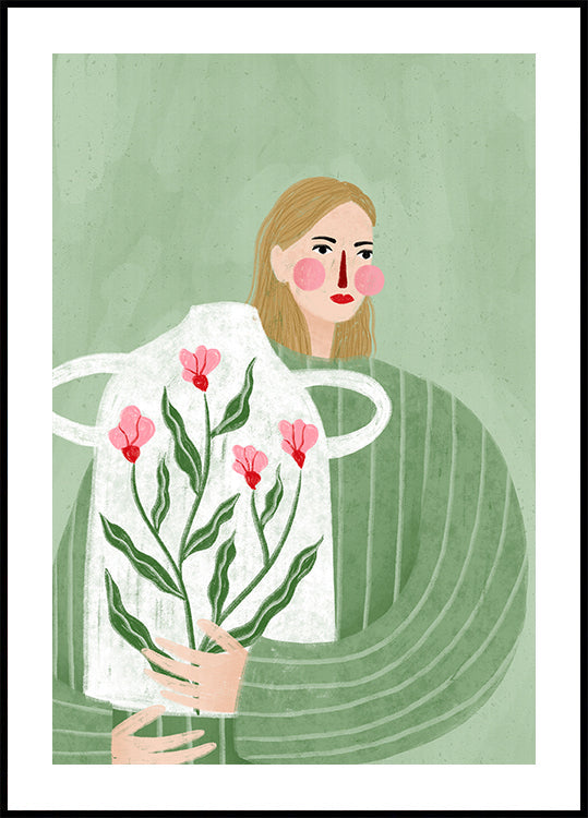 The Woman With Pink Vase Plakat