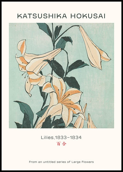 Katsushika Hokusai - Lilies Plakat