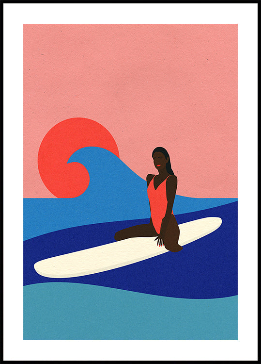 Girl On a SurfboardPlakat