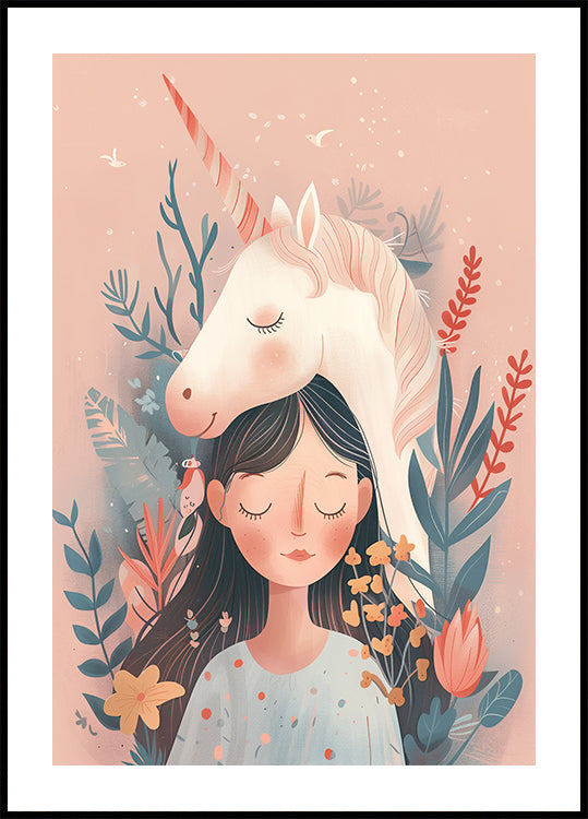 Girl and Unicorn Plakat