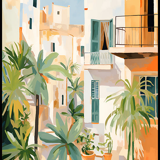 Sunlit Courtyard, Mediterranean terrace Plakat