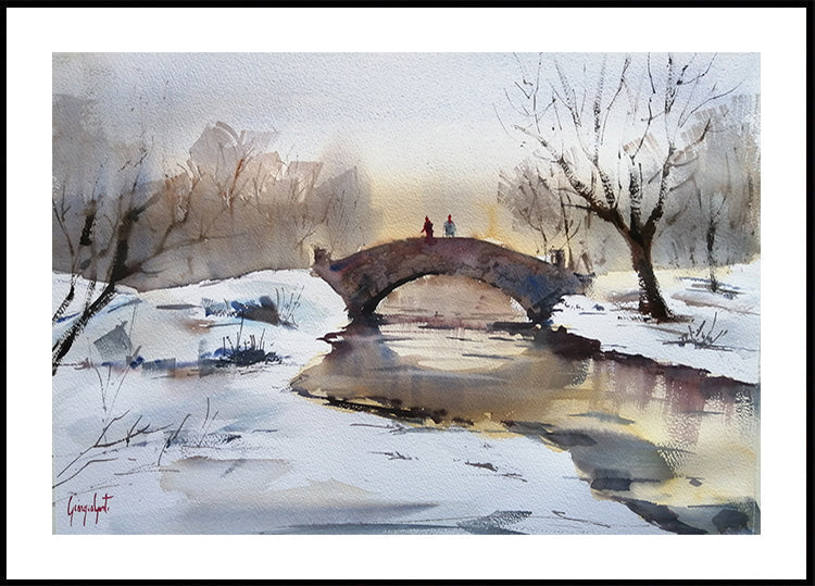 Winter&#039;s Quiet Bridge Plakat