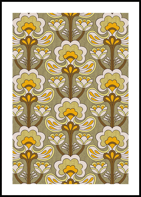 Retro Bloom Rhapsody Ochre Yellow Plakat – Posterbox.no