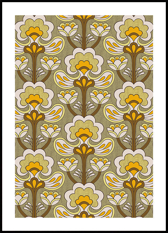 Retro Bloom Rhapsody Ochre Yellow Plakat