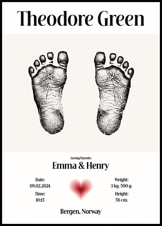 Baby Footprint Personalized Plakat