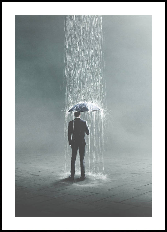 Isolated Rainfall, Suit and Umbrella Plakat