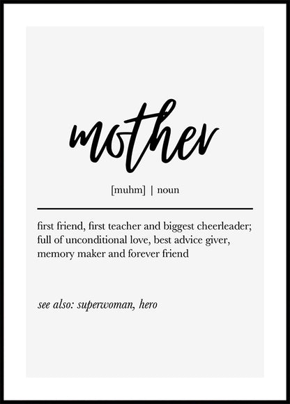 Mother Definition Print Plakat