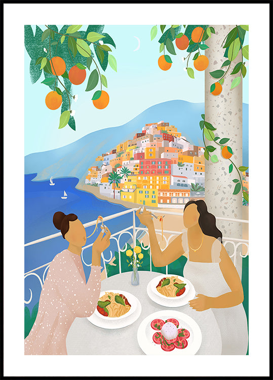 Girls in Positano Plakat