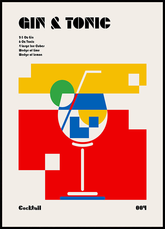 Gin &amp; Tonic Bauhaus Cocktail Plakat