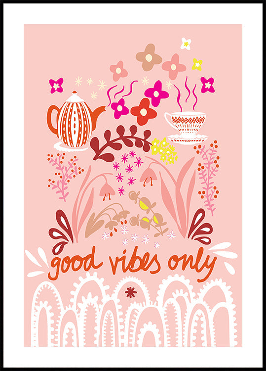 Good vibes only – scandinavian folk art illustration Plakat